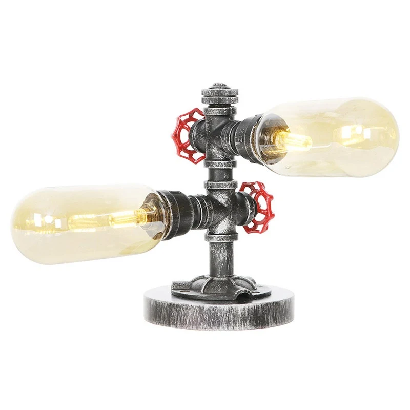Retro Iron Art Water Pipe Desk Lamp. Vintage industrial design for a unique aesthetic, providing warm and functional lig — photo 6
