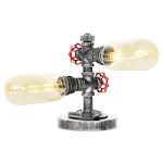 Retro Iron Art Water Pipe Desk Lamp. Vintage industrial design for a unique aesthetic, providing warm and functional lig — photo 6