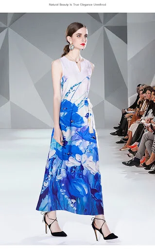 Title 4, V-neck Lace-up Printing Sleeveless Dress Dress