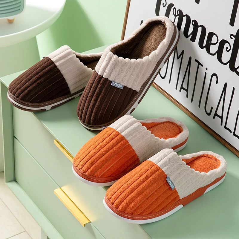 Chinelos de inverno unissex de veludo cotelê para casais Sapatos de quarto para mulheres e homens Conforto e aconchego em casa — foto 5