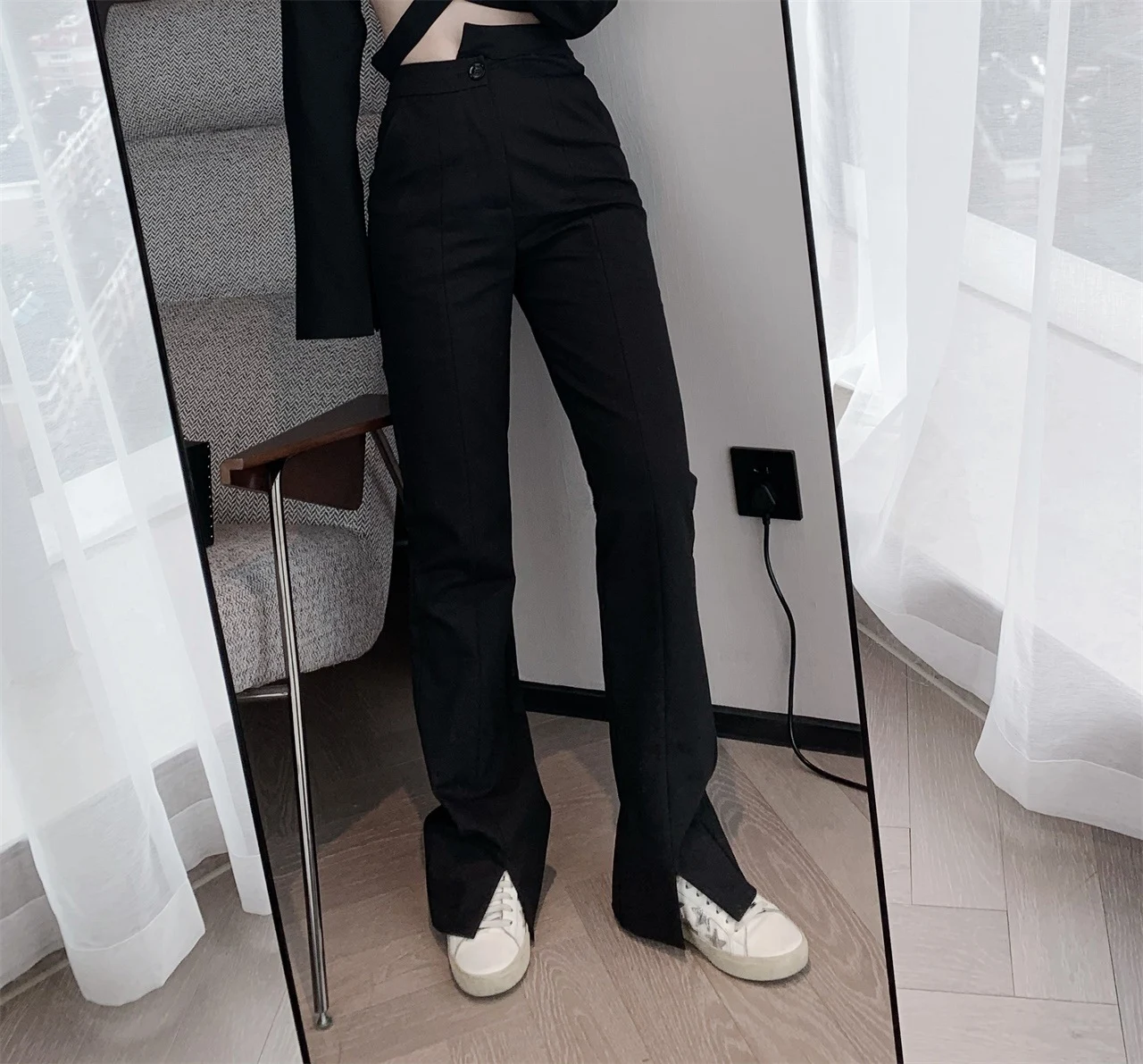 Title 5, Cropped high-rise trousers offering a stylish a...