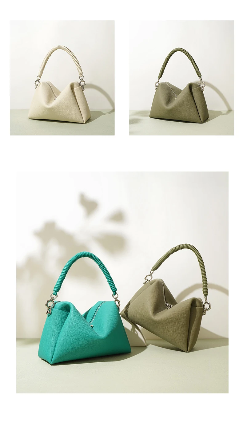 Borsa a tracolla da donna in vera pelle di vacchetta, elegante e resistente per l'uso quotidiano e i viaggi. Perfetta per ogni occasione. — foto 7