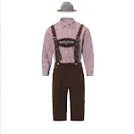 German Traditional Beer Festival Costume Men's Plaid Shirt Bib Hat Three-piece Suit Performance Wear Halloween Ready — photo 2