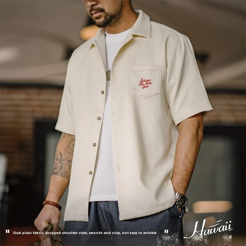 Madden Workwear American Retro Hawaiian Embroidery Short Sleeve Season Shirt Comfortable and Stylish Summer Wear Perfect — photo 3