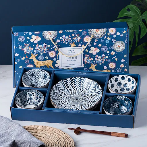Title 4, Japanese Style Gift Bowl Set Home Ceramic Table...