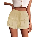 Shorts Cargo Holgados de Mujer con Bolsillos Cintura Media Suelta Cordón Ajustable Ocio Versátil Cómodos para el Verano — foto 17