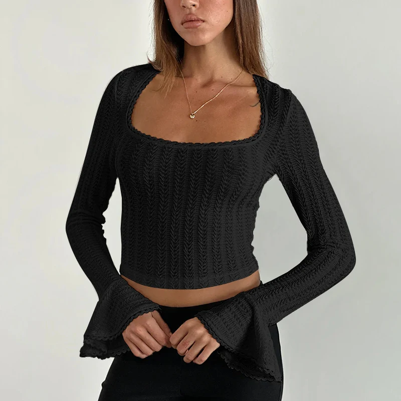 Women's Autumn Women's Simple Casual Square Collar Long Sleeve Top — photo 7