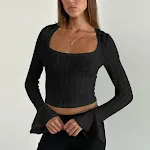 Women's Autumn Women's Simple Casual Square Collar Long Sleeve Top — photo 7