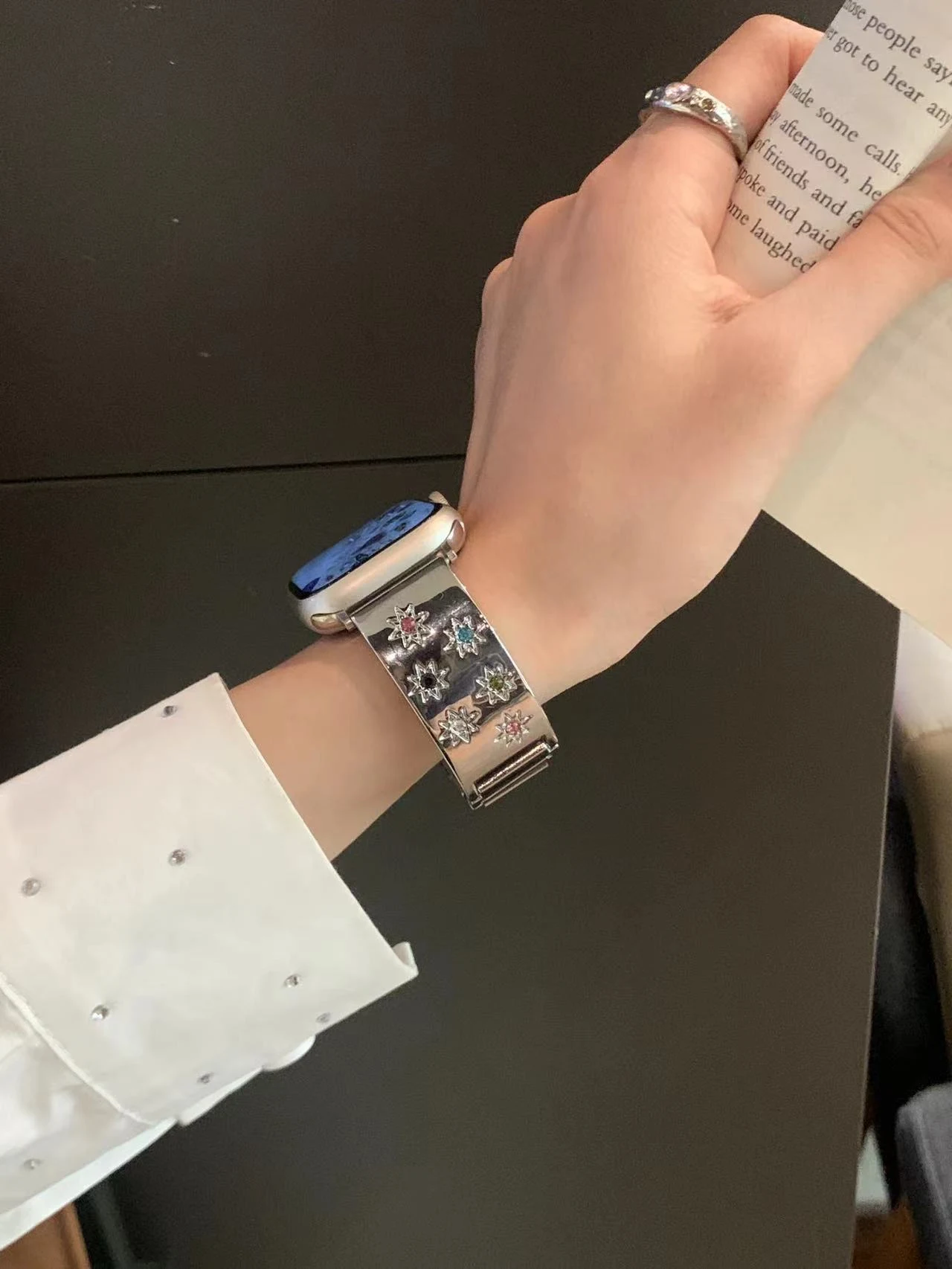Bracelete de asterismo de cinta cristais coloridos de metal — foto 6
