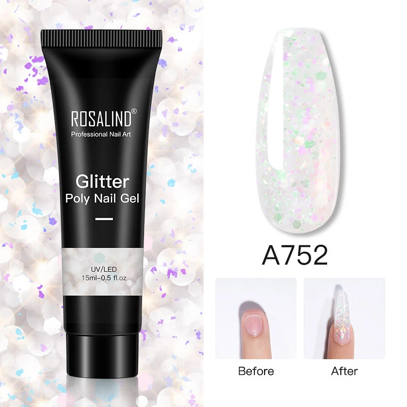 Title 8, Extensão de Unhas Gel Poly Glitter 15ml Esmalte...