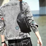 Bolsa Crossbody de Couro Casual Masculina, Estilo Moderno e Prático, Ideal para Uso Diário e Viagens, Design Transversal e Conforto. — foto 5