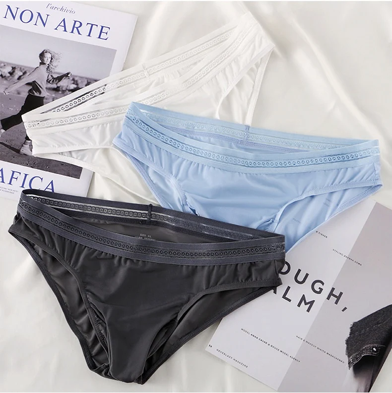 Title 2, Cuecas masculinas de seda gelada Shorts transpa...