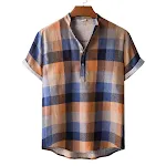 Men's Shirt Short Sleeve Floral Linen Fabric Trendy Stand Collar, a stylish and comfortable choice for warm weather, per — photo 2