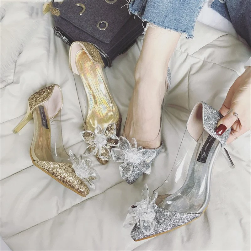 Title 5, Pointed rhinestone high heel shoes for glamorou...