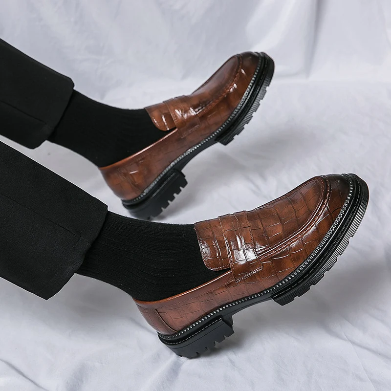 Plus Size Heren Instappers Plateau Loafers, gemakkelijk aan te trekken, comfortabel voor dagelijks gebruik en casual stijlen. — foto 2