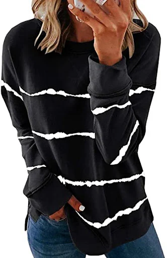 Title 11, Moletom solto estampado listrado com gola redonda