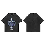 High Street Short Sleeve Washed Distressed Cross Hip Hop T-Shirt. Comfortable and stylish tee for a cool, urban look. Pe — photo 3
