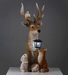 Solar Resin Garden Statues Deer Rabbit Hedgehog Wolf Figurines. Illuminate your outdoor space with these charming, energ — photo 6