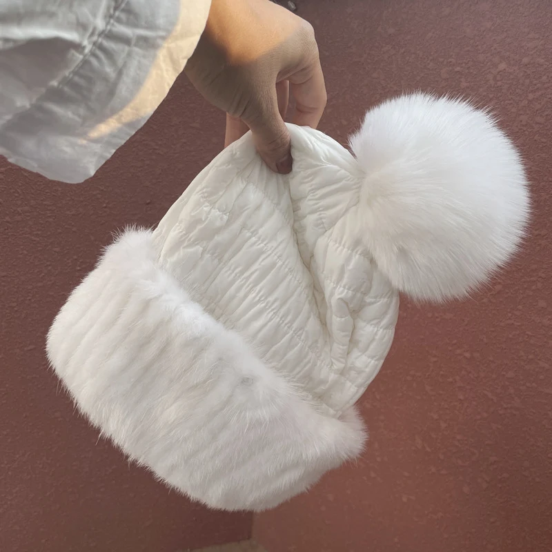 Title 4, Winter Warm Mink Fur Woven Mink Fur Cap Womens...
