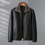 Men's Fleece Lined Leather Clothing with Stand Collar Experience warmth and sophistication with this stylish winter esse — photo 4