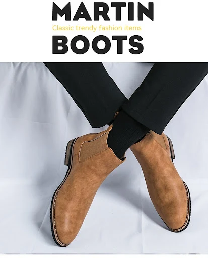 Title 3, Plus Size Mens High-top Pointed Leather Chelse...