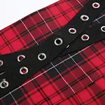 Saia plissada xadrez patchwork com cinto tecido feminino. Combine estilo e conforto para um visual elegante e moderno em qualquer ocasião. — foto 9