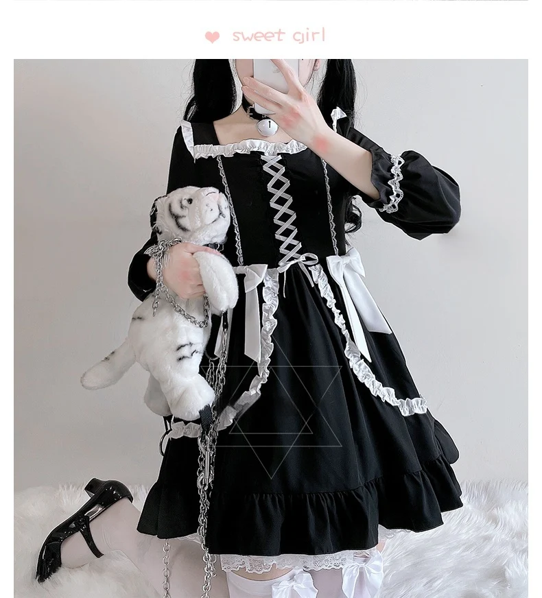 Title 3, Halloween Clothing Lace Bow Sexy Small Black Dress