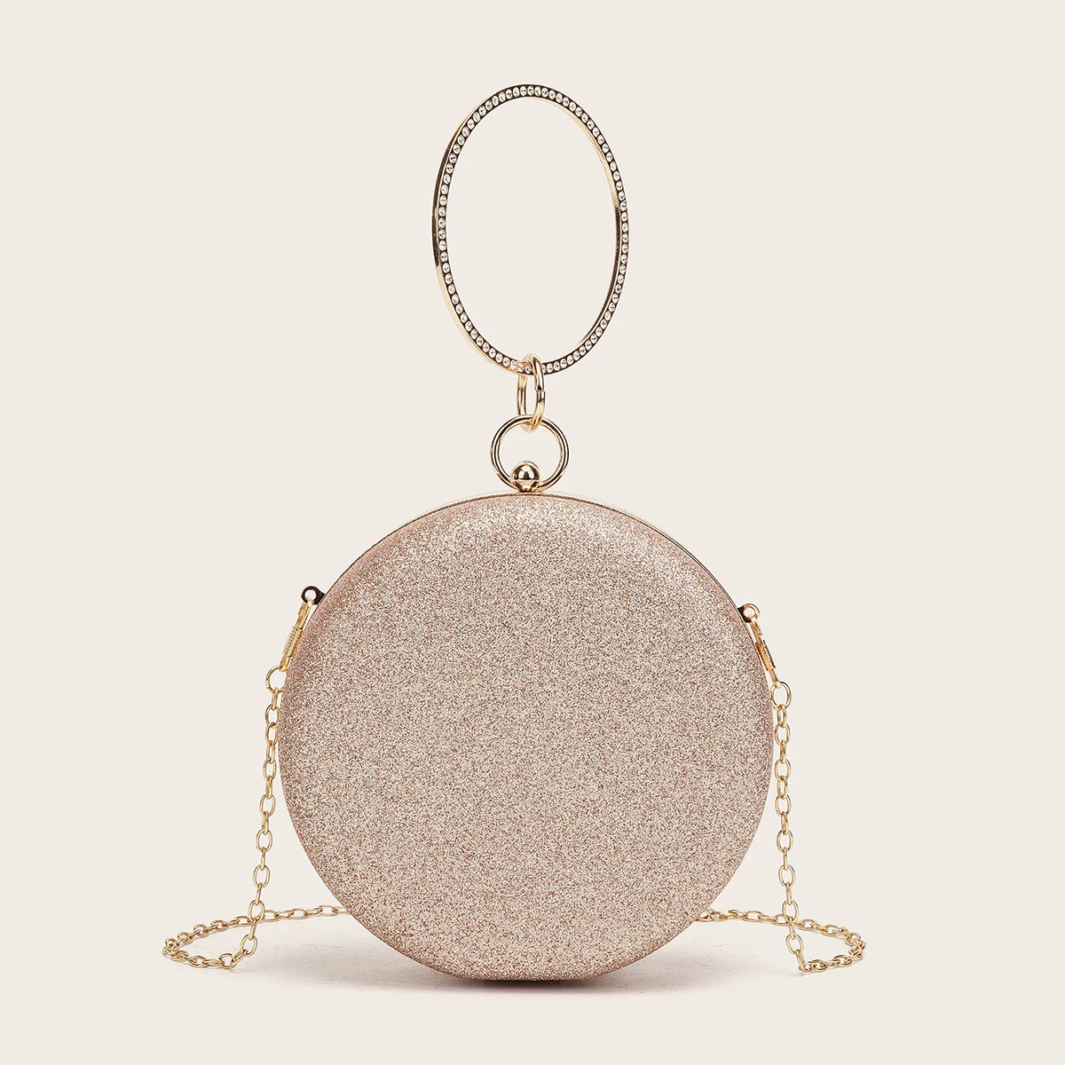 Title 2, Diamondencrusted Handheld Round Box Bag Chain E...