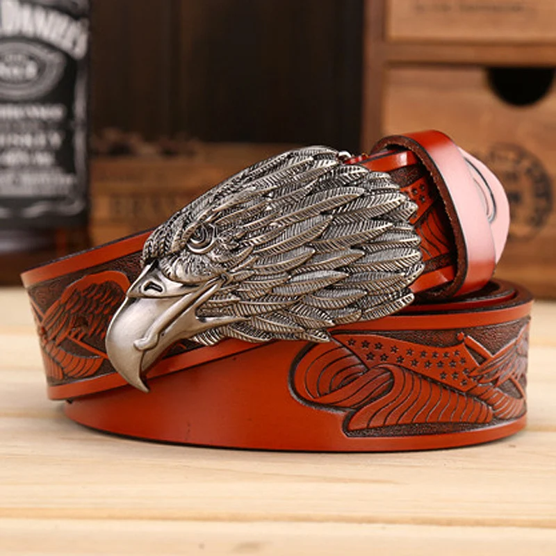 Fashion cowhide leisure eagle head belt for men, a durable and stylish accessory, perfect for casual wear and everyday e — photo 3