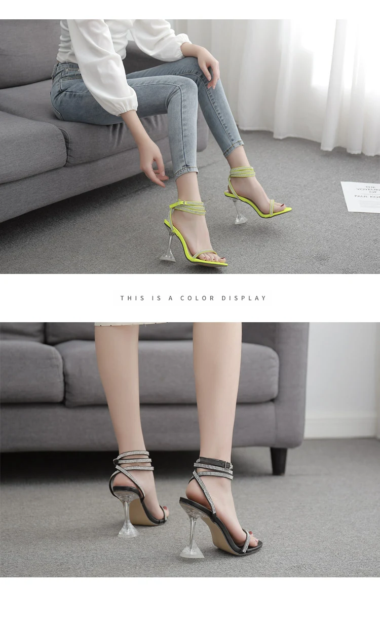 Title 9, Lace-up transparent wine glass heel sandals – E...