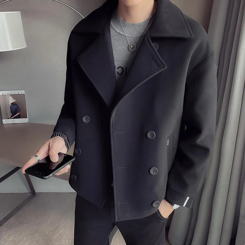 Men's Trench Coat Jacket Autumn And Winter Short Woolen Cloth Stylish Warm Outerwear Perfect For Cold Weather Comfort — photo 3