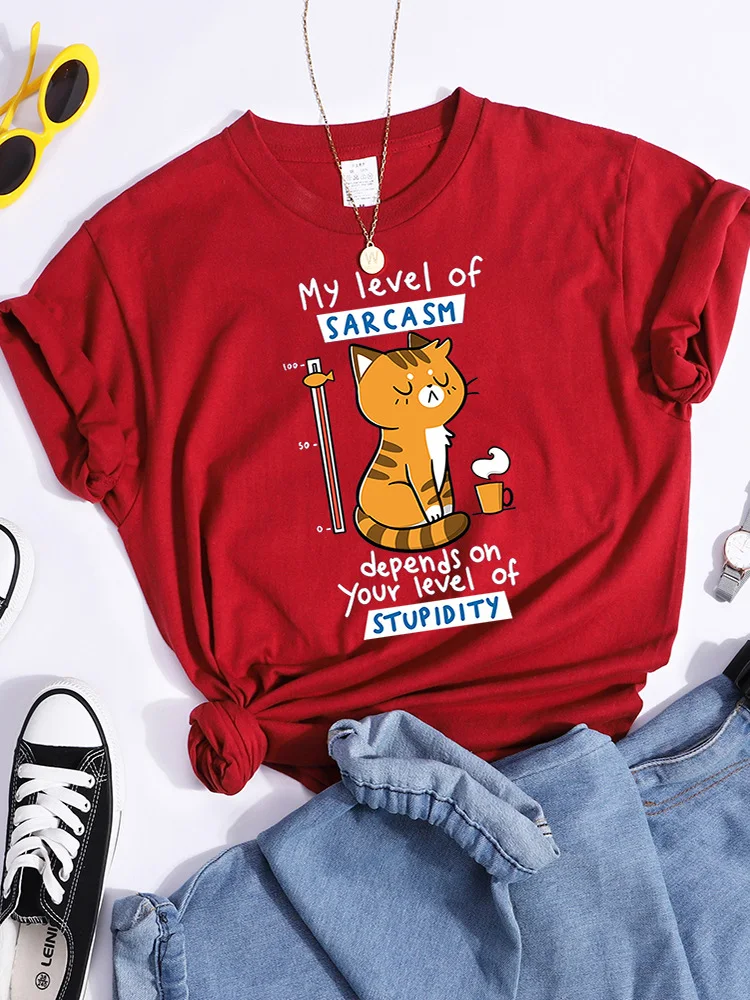 Patroon T-shirt Modieus Bedrukt Modieus Los T-shirt Cat — foto 9