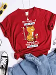 Patroon T-shirt Modieus Bedrukt Modieus Los T-shirt Cat — foto 9