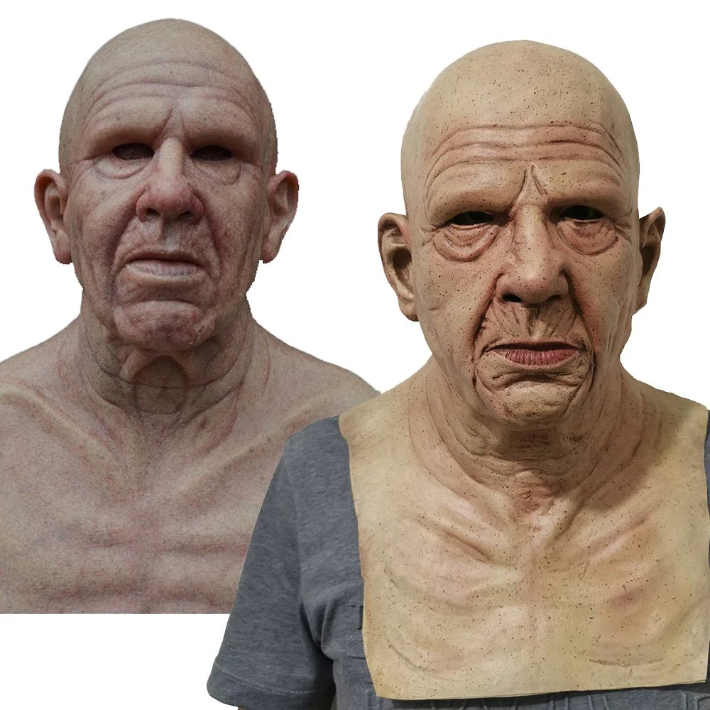 Halloween-Maske für alte Männer mit weißem Haar und Bart. Verwandle dich in einen weisen Greis für Kostümpartys und gruselige Events. — foto 10