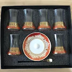 Gold Red Heat Resistant Tea Cup Glass Coffee Mug Set Enjoy your hot beverages with style and peace of mind with this dur — photo 9