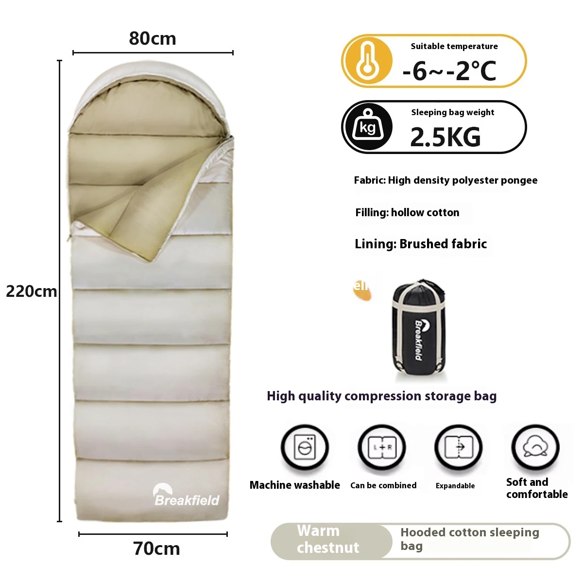 Outdoor Camping Thickened Waterproof Cotton Sleeping Bag Four Seasons Machine Washable Splicing Sleeping Bag for Comfort — photo 8