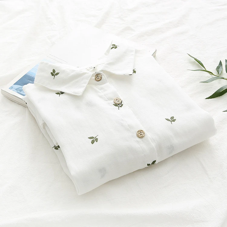 Camisa de manga comprida estampada com folhas artísticas de outono — foto 5