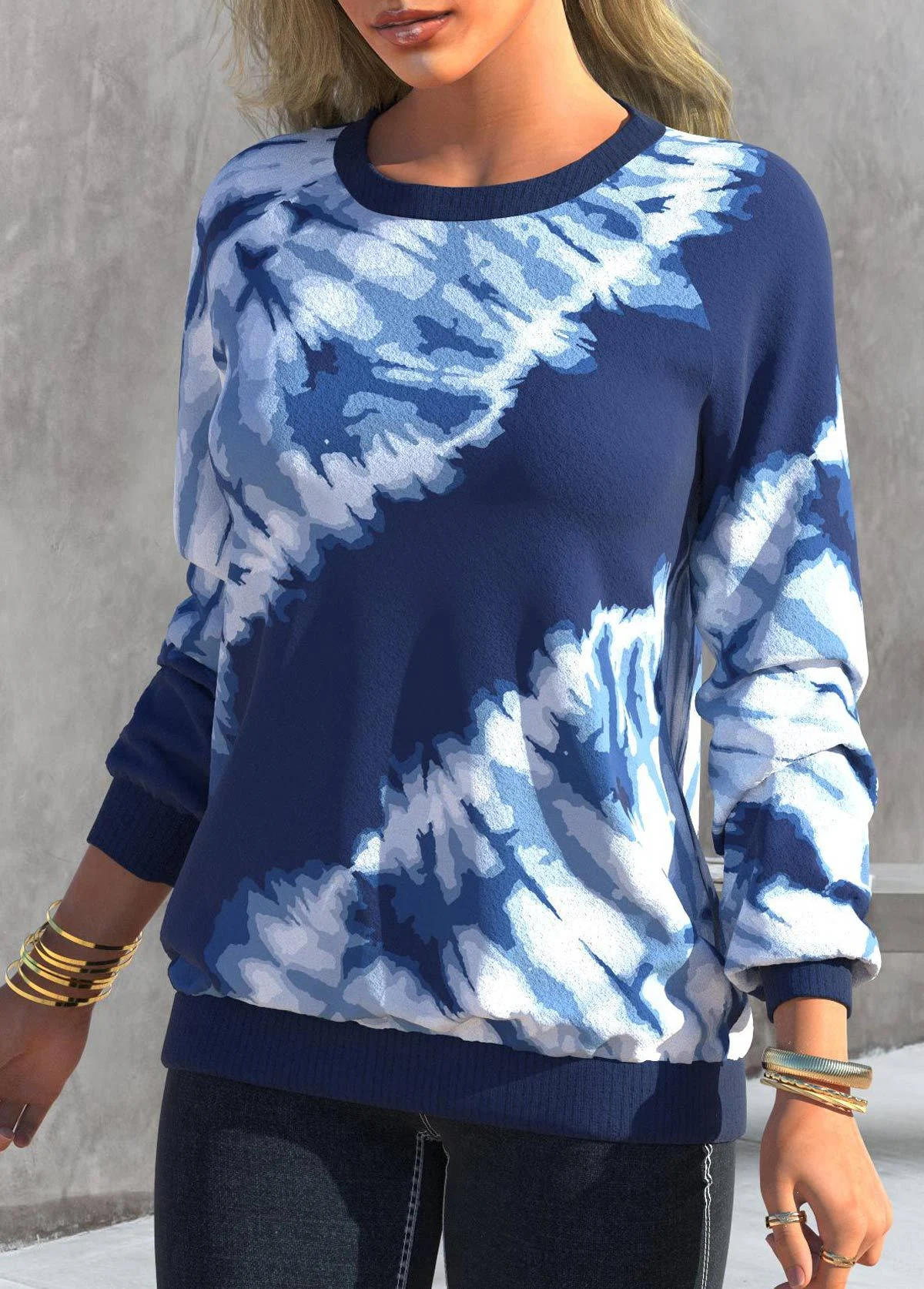 Title 20, Felpa donna casual con stampa tie-dye, scollo a...