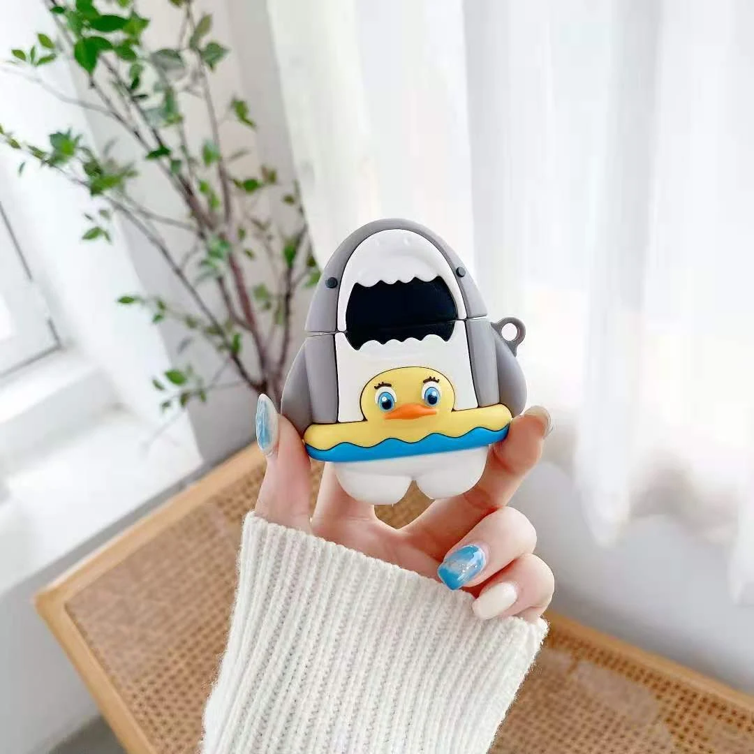 Cute Swimming Ring Shark Bluetooth Earphone Case. Protect your earbuds in style! Perfect for swimmers who love listening — photo 2