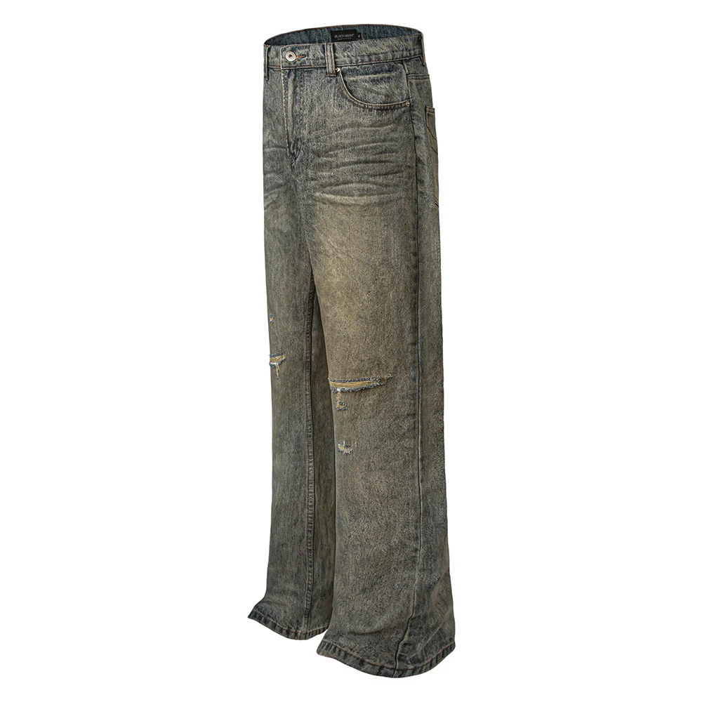 Men's American-style Clay-Dyed Ripped Jeans for a unique, rugged look. Comfortable fit with a distinctive clay dye and s — photo 4