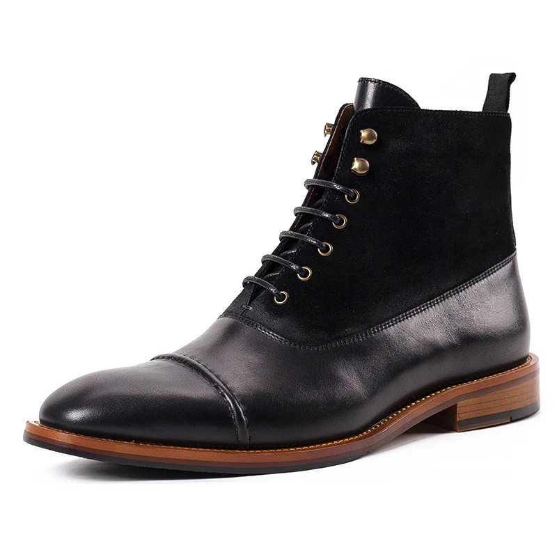 Title 1, Botas casuais de couro de cano alto com três ju...