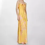Yellow Print Satin Dress Sleeveless Halter for effortless elegance. Perfect for summer evenings or special occasions, co — photo 9