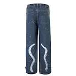 Men's Straight-Leg Cowboy Jeans with Painting Splash Ink Design - Comfortable and Stylish Pants for a Unique, Everyday L — photo 10
