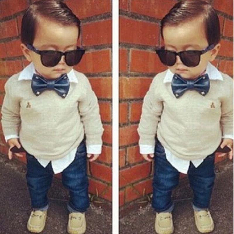 Terno Jeans Infantil com Suéter, Gravata Borboleta e Estilo Cavalheiro – Ideal para eventos especiais e um visual elegante. — foto 5