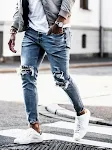 Men's jeans with holes, new ripped trousers. Comfortable and stylish for a modern, casual look. Perfect everyday jeans t — photo 5