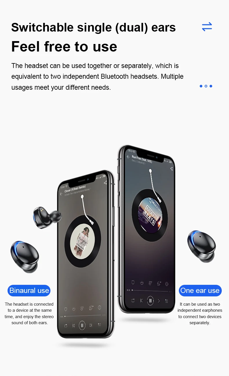 Title 3, T8 Bluetooth 5.0 headset touch control wireless...