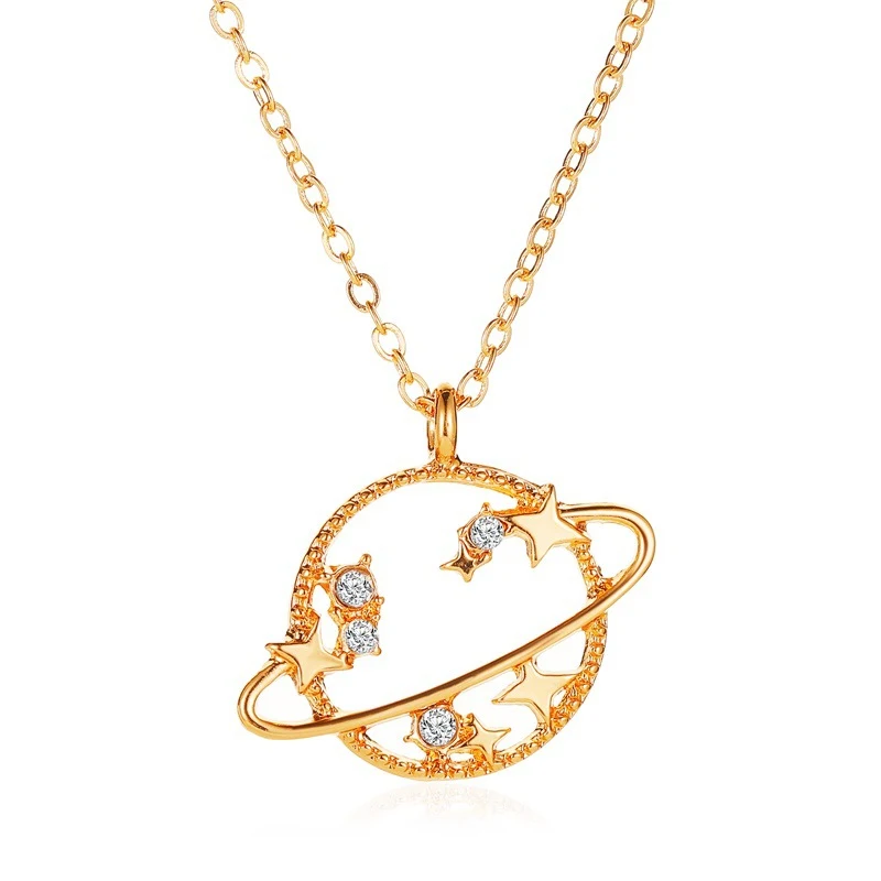 Colar pingente universo planeta vazado zircônia moda coreana, um acessório elegante e brilhante, perfeito para diversas ocasiões. — foto 6