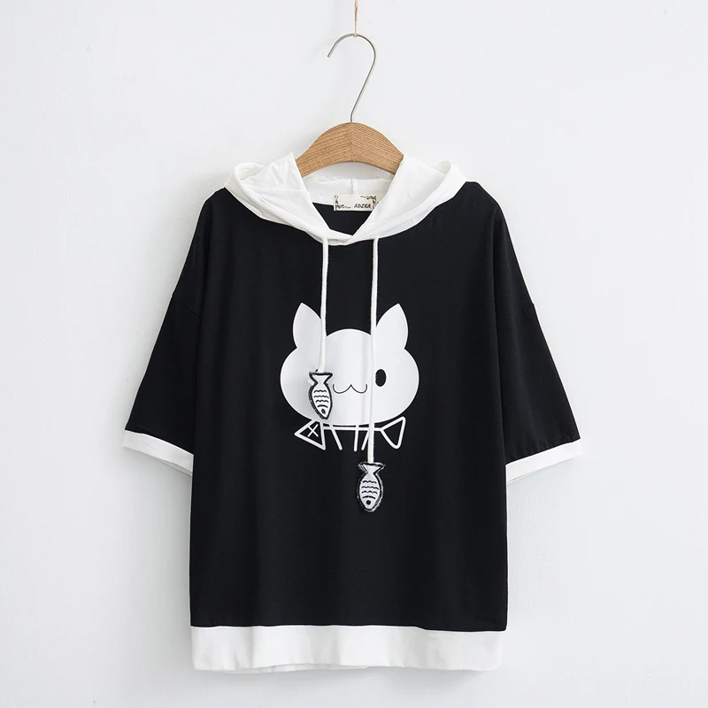 All-match Summer New Fishbone Cat Print Hood — photo 6