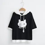 All-match Summer New Fishbone Cat Print Hood — photo 6