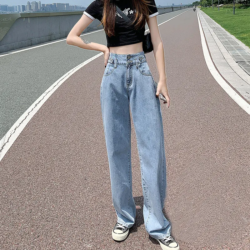 Jeans rectos anchos de pierna ancha y corte slim. Comodidad y estilo en un solo pantalón, perfecto para un look moderno y favorecedor. — foto 5
